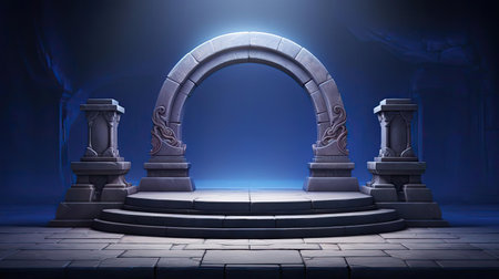 modern podium design for product display or product stand with cinematic background and lightingの素材