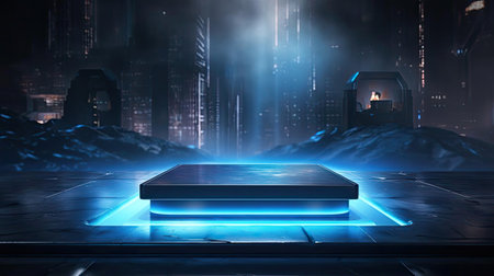 modern podium design for product display or product stand with cinematic background and lightingの素材