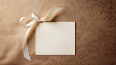 white blank tag with a rope for mockup on cream color backgroundの素材