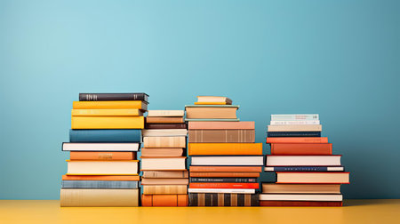 World Book Day Banner Background with stack of booksの素材