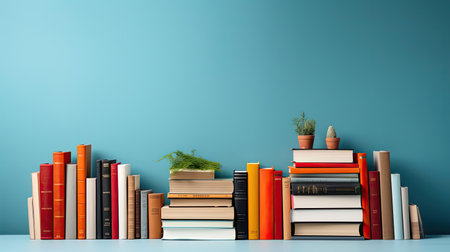 World Book Day Banner Background with stack of booksの素材