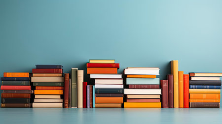 World Book Day Banner Background with stack of booksの素材