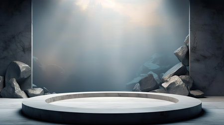 modern podium design for product display or product stand with cinematic background and lightingの素材