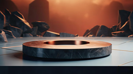 modern podium design for product display or product stand with cinematic background and lightingの素材