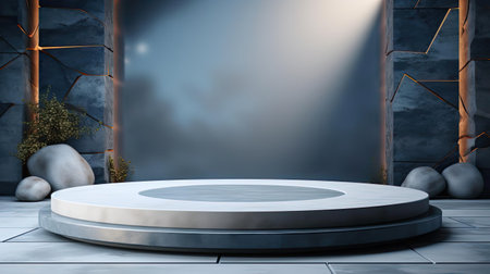 modern podium design for product display or product stand with cinematic background and lightingの素材