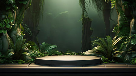 modern podium design for product display or product stand with cinematic background and lightingの素材