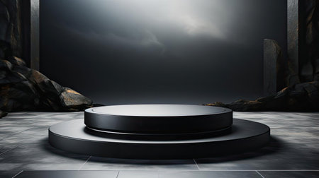 modern podium design for product display or product stand with cinematic background and lightingの素材