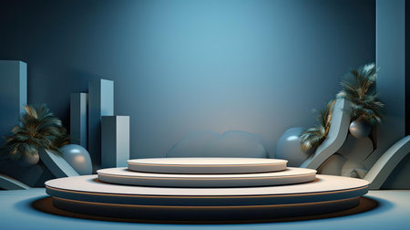 modern podium design for product display or product stand with cinematic background and lightingの素材