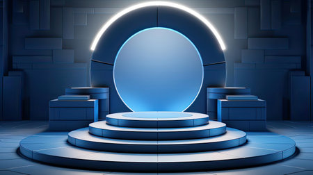 modern podium design for product display or product stand with cinematic background and lightingの素材