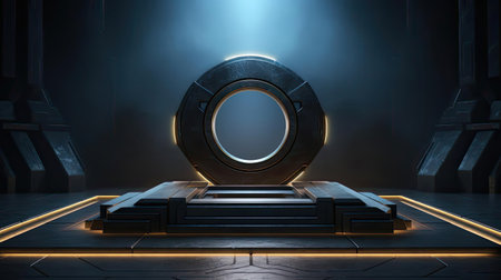 modern podium design for product display or product stand with cinematic background and lightingの素材