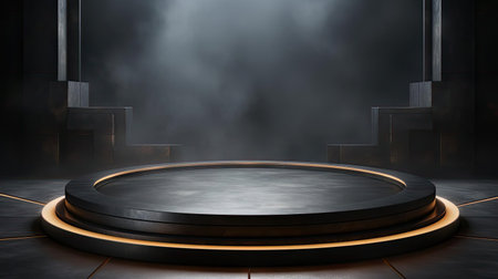 modern podium design for product display or product stand with cinematic background and lightingの素材