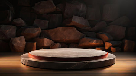 modern podium design for product display or product stand with cinematic background and lightingの素材