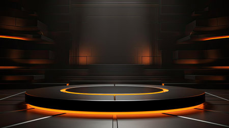 modern podium design for product display or product stand with cinematic background and lightingの素材