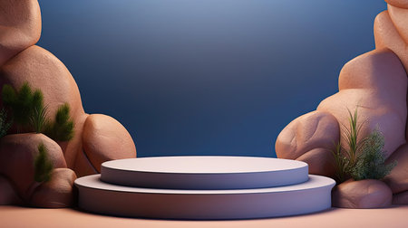 modern podium design for product display or product stand with cinematic background and lightingの素材