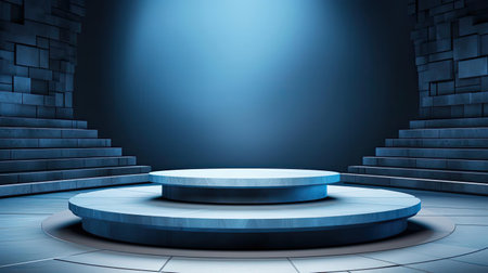modern podium design for product display or product stand with cinematic background and lightingの素材