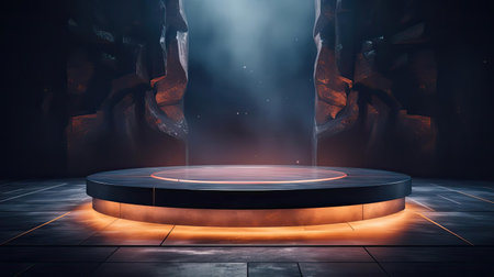 modern podium design for product display or product stand with cinematic background and lightingの素材