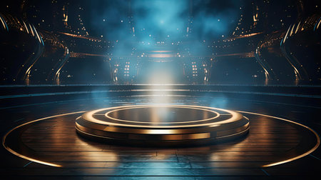 modern podium design for product display or product stand with cinematic background and lightingの素材