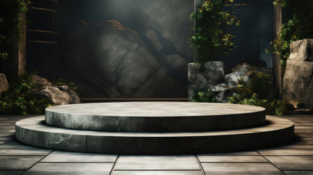 modern podium design for product display or product stand with cinematic background and lightingの素材