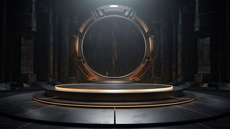 modern podium design for product display or product stand with cinematic background and lightingの素材