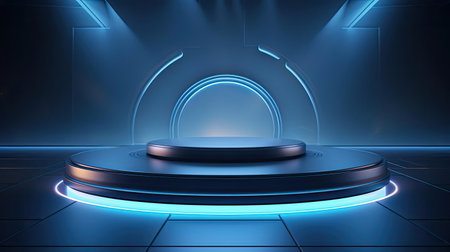 modern podium design for product display or product stand with cinematic background and lightingの素材