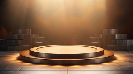 modern podium design for product display or product stand with cinematic background and lightingの素材