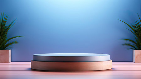 modern podium design for product display or product stand with cinematic background and lightingの素材