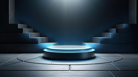 modern podium design for product display or product stand with cinematic background and lightingの素材