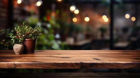 Wood podium product stand or display with cinematic light and blur backgroundの素材