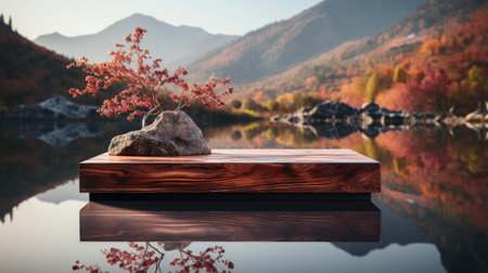podium product stand or display with blur background and cinematic lightの素材