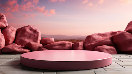 3d podium product stand or display with minimalist background and cinematic lightの素材