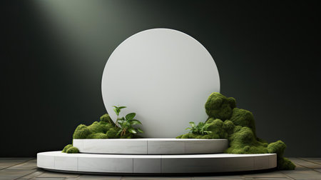 3d podium product stand or display with minimalist background and cinematic lightの素材