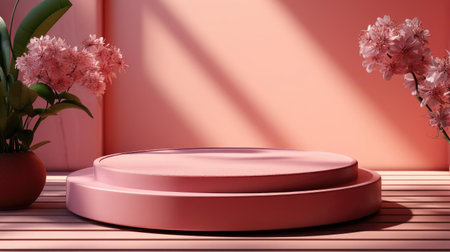 3d podium product stand or display with minimalist background and cinematic lightの素材