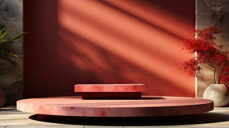 3d podium product stand or display with minimalist background and cinematic lightの素材