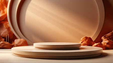 3d podium product stand or display with minimalist background and cinematic lightの素材