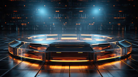 Podium product stand or display with cinematic background and cinematic light, front view,の素材