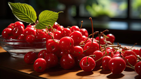 Delicious fresh raspberries on blur background