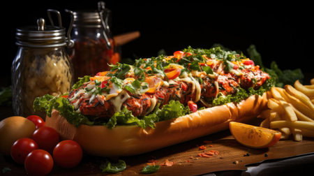 Delicious lobster rolls full of lobster meat, vegetables and melted mayonnaiseの素材