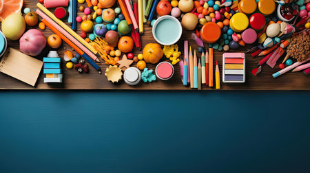 back to school background with school equipment concept for banner or posterの素材