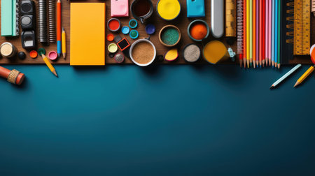 back to school background with school equipment concept for banner or posterの素材