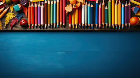 back to school background with school equipment concept for banner or posterの素材