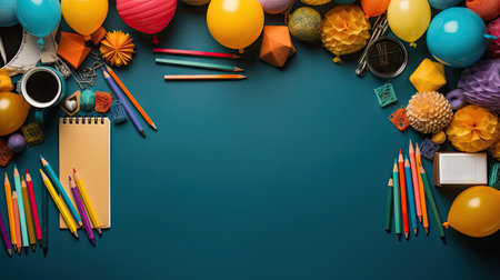 back to school background with school equipment concept for banner or posterの素材