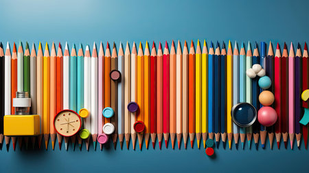 back to school background with school equipment concept for banner or posterの素材