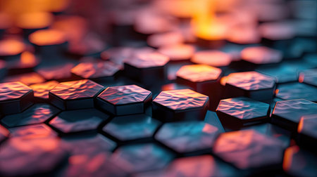 modern style hexagon arrangement with gradient colors for wallpaper or backgroundの素材