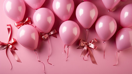 pink balloons on a pink background for banner or poster designの素材