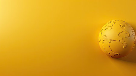 top view of world health day concept background with planet earth ornament and yellow backgroundの素材