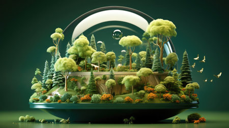 eco planet earth background with green plant ornamentsの素材