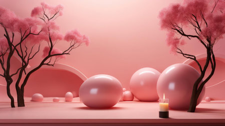 women's days concept with floral ornaments and pink background for 8 march women's dayの素材