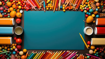 back to school background with school equipment concept for banner or posterの素材