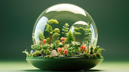 eco planet earth background with green plant ornamentsの素材