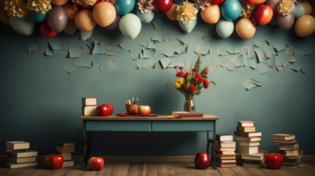 front view teachers day background for banner or posterの素材